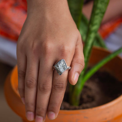 Pyrite raw cluster Ring | Stone for financial abundance