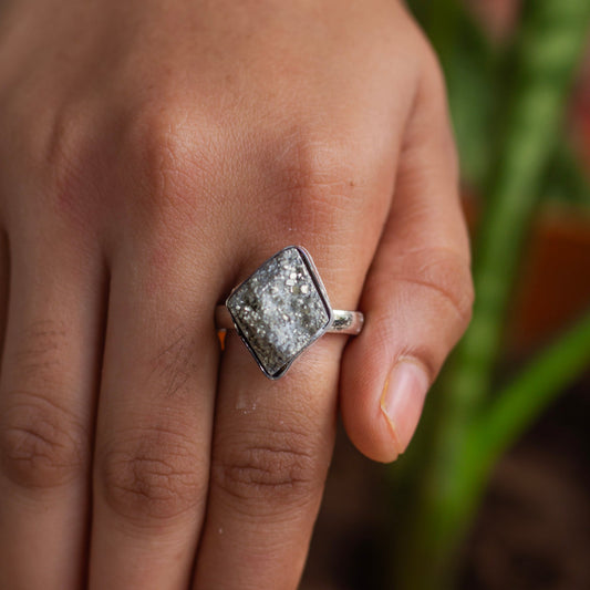 Pyrite raw cluster Ring | Stone for financial abundance