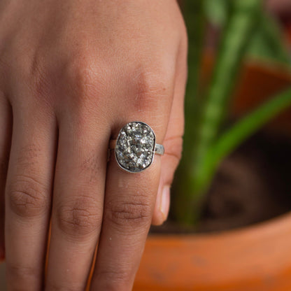 Pyrite raw cluster Ring | Stone for financial abundance