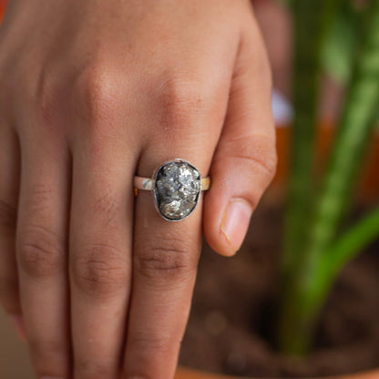 Pyrite raw cluster Ring | Stone for financial abundance