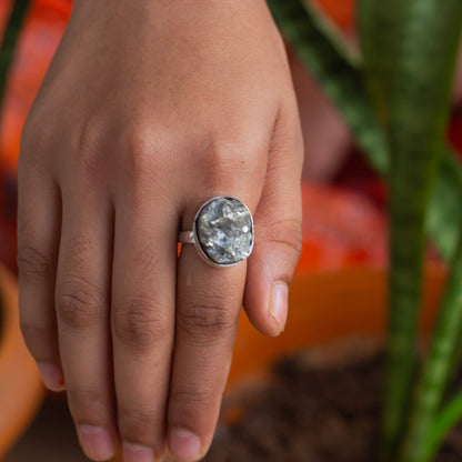 Pyrite raw cluster Ring | Stone for financial abundance