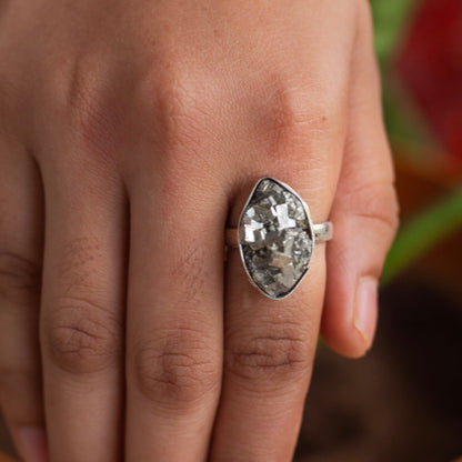 Pyrite raw cluster Ring | Stone for financial abundance