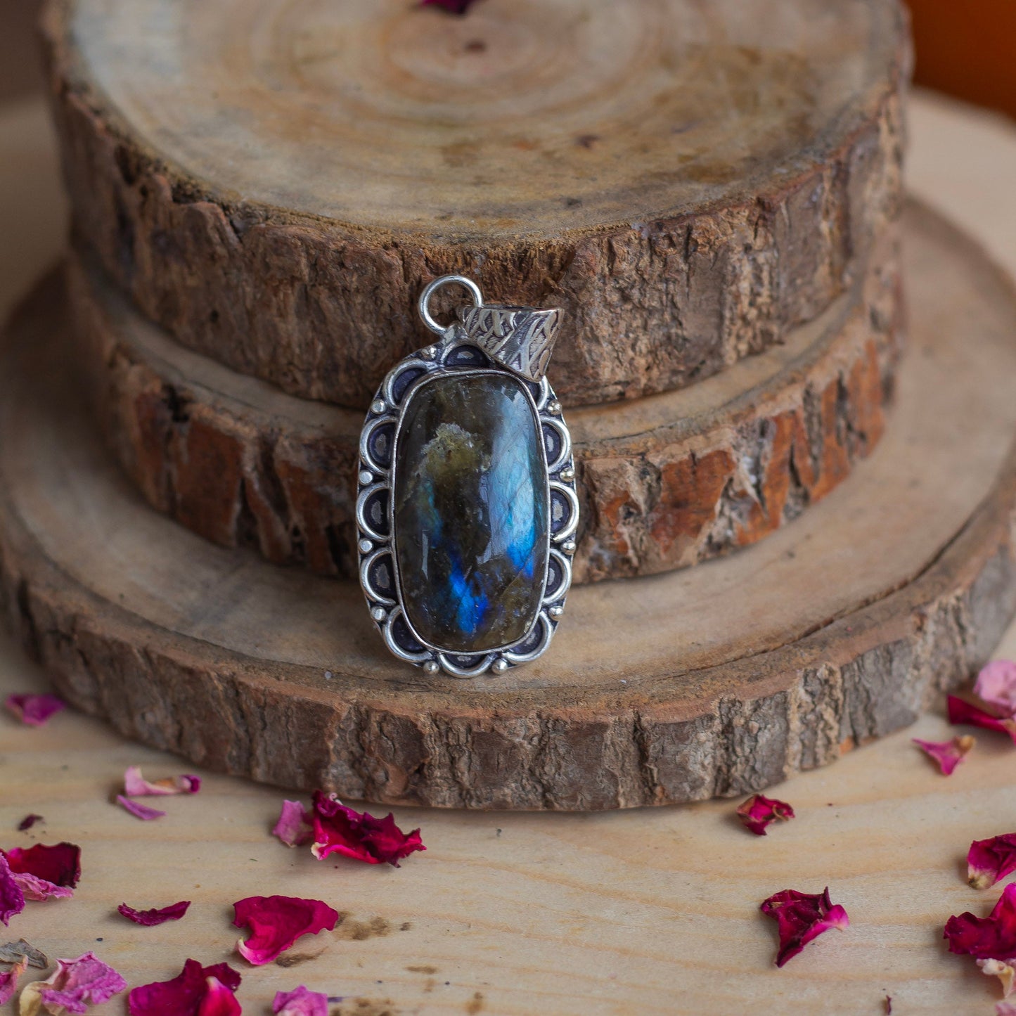 Labradorite Copper wire wrapped Pendant with Cord | Promotes Spiritual Growth