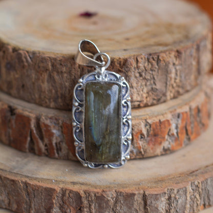 Labradorite Copper wire wrapped Pendant with Cord | Promotes Spiritual Growth