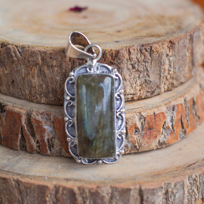 Labradorite Copper wire wrapped Pendant with Cord | Promotes Spiritual Growth