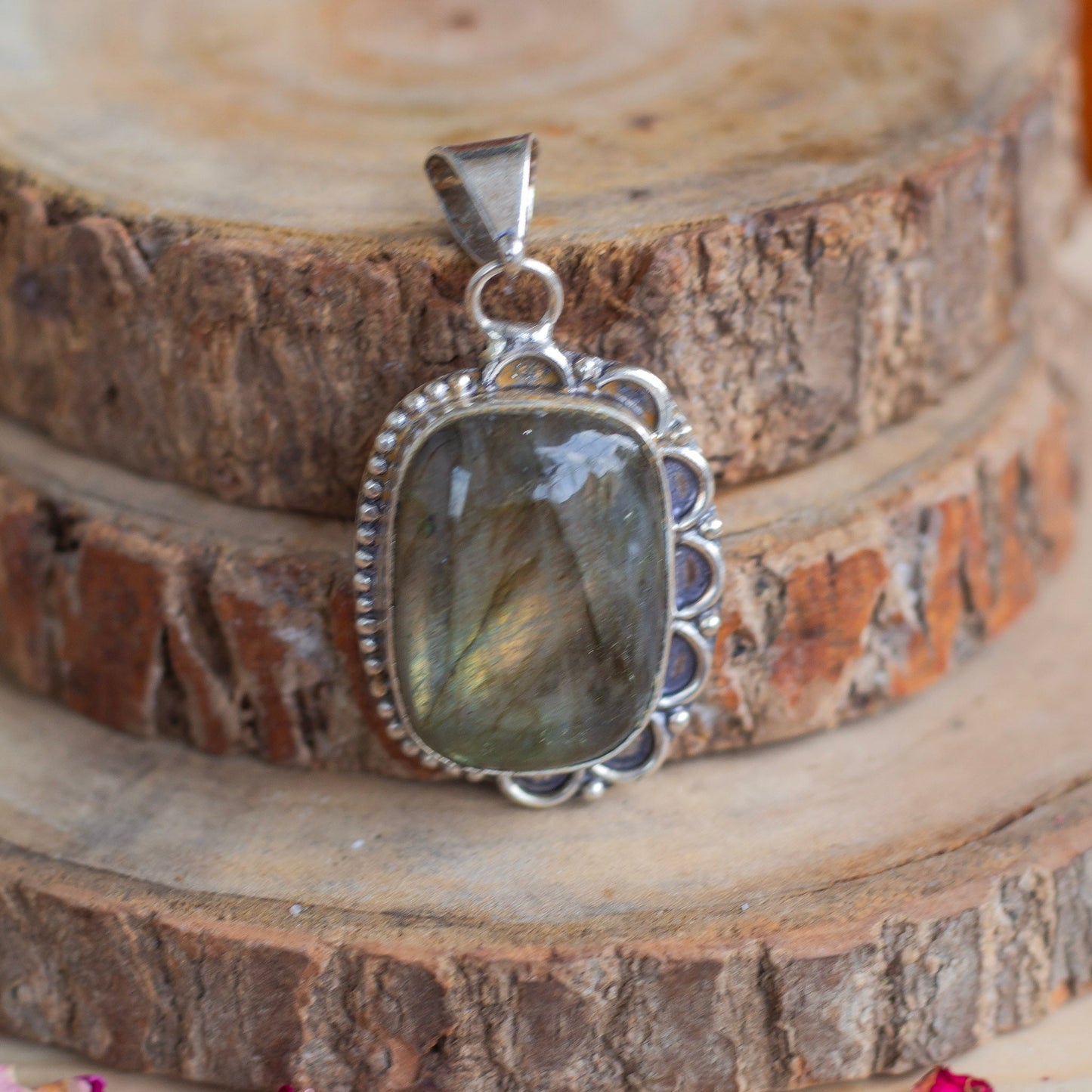 Labradorite Copper wire wrapped Pendant with Cord | Promotes Spiritual Growth