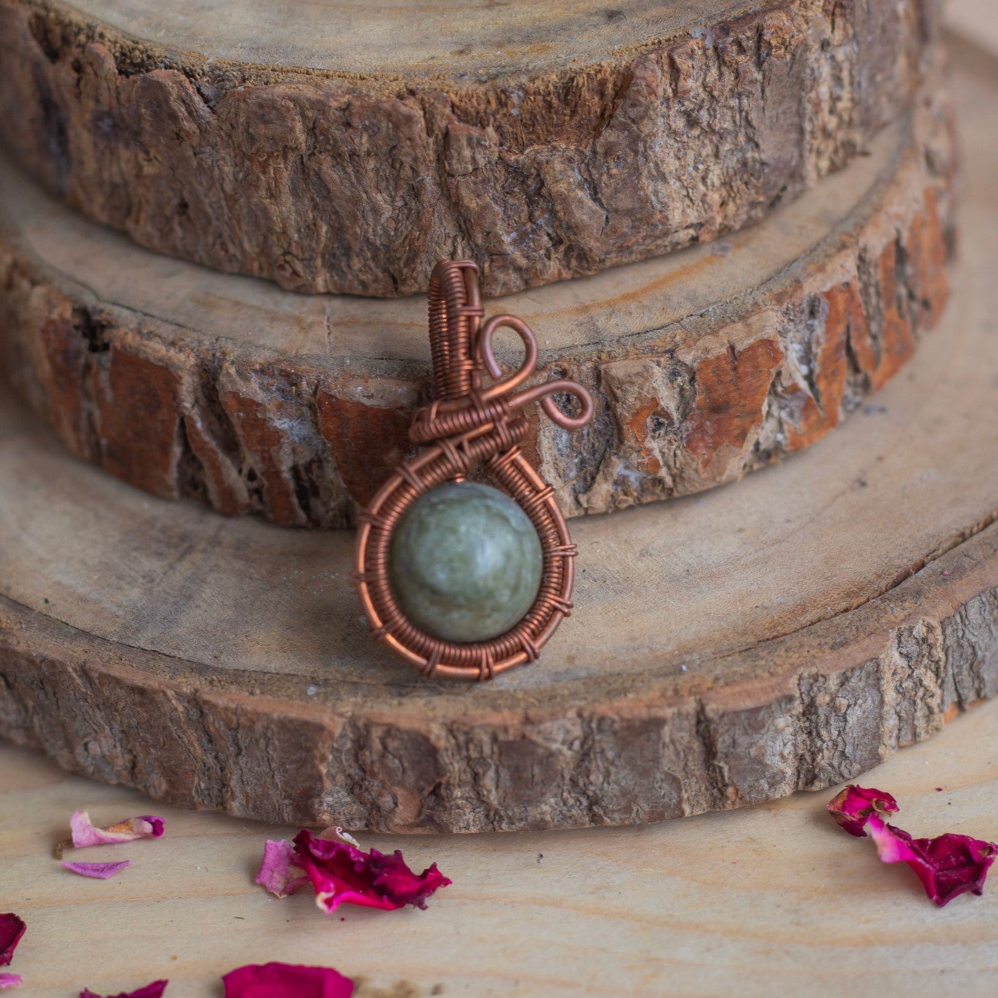 Labradorite Sphere copper wire Pendant with Cord | Promotes Spiritual Growth