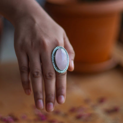 Rose Quartz Crystal Ring | Love & Self Love