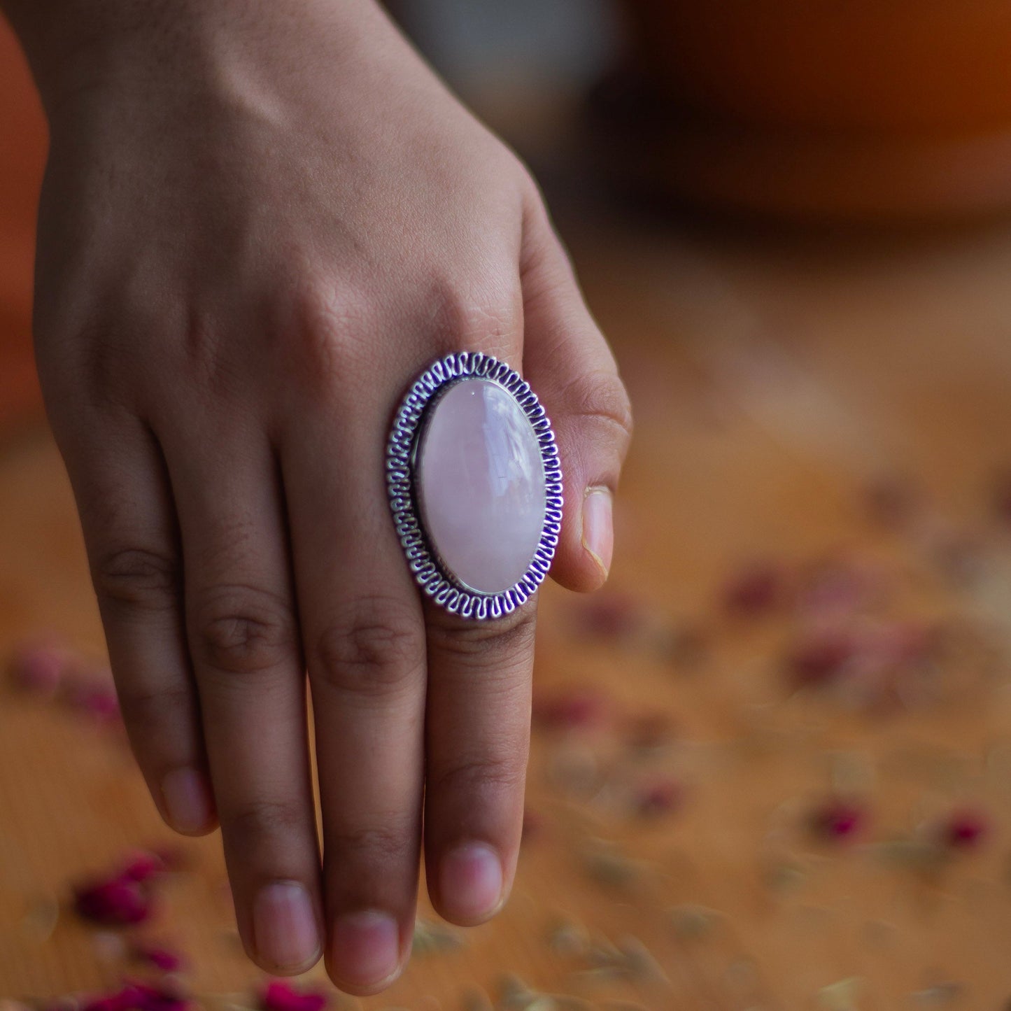 Rose Quartz Crystal Ring | Love & Self Love