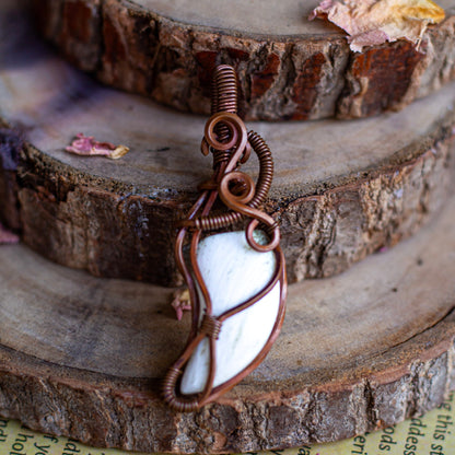 Scolecite Wire wrapped Pendant with leather Cord | Inner Peace & Spiritual Transformation