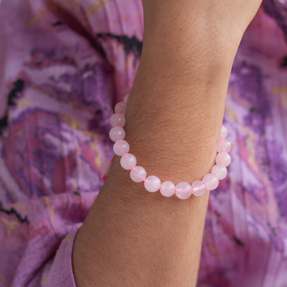 Rose Quartz 8mm Bead Thread Bracelet | Stone of Love & Self Love