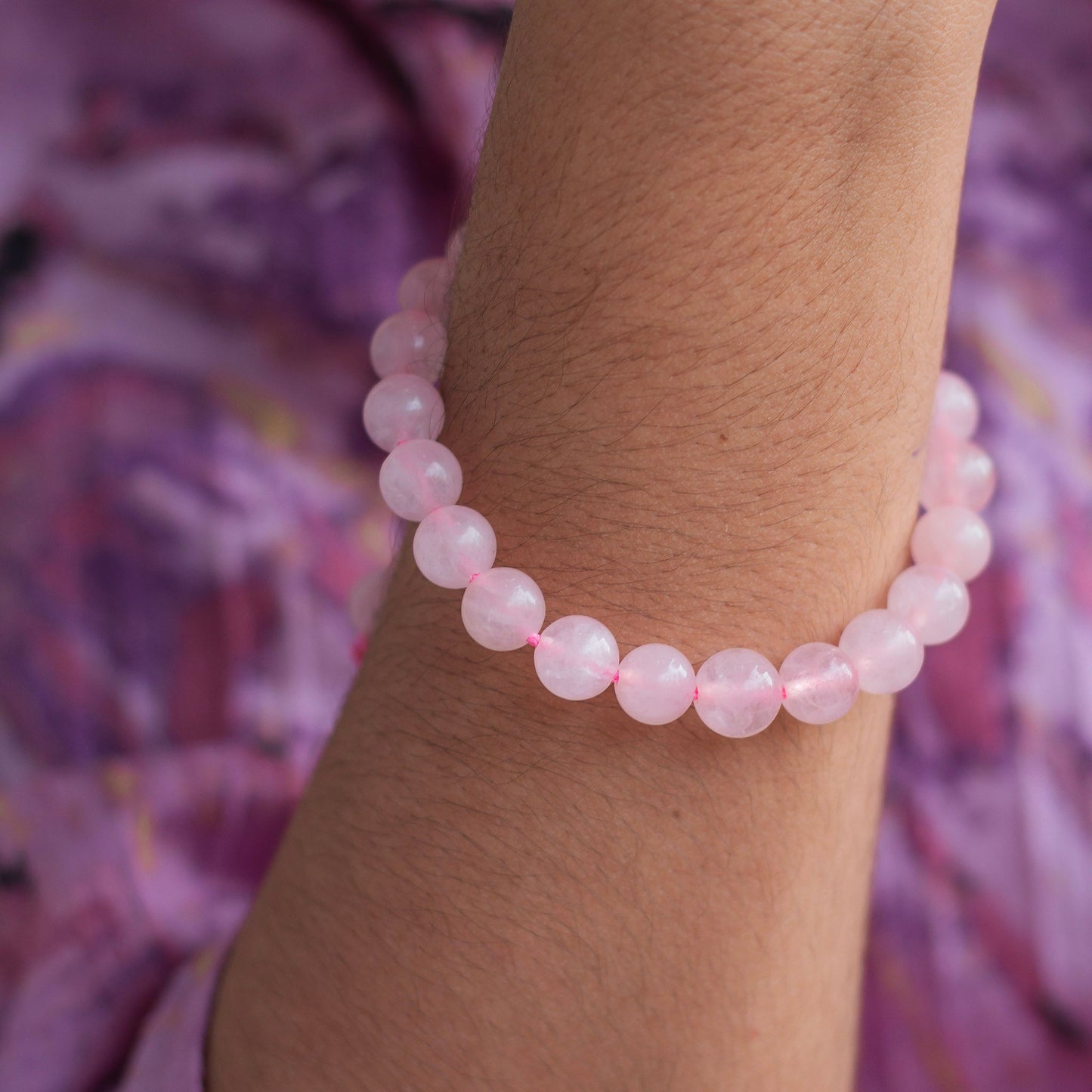 Rose Quartz 8mm Bead Thread Bracelet | Stone of Love & Self Love