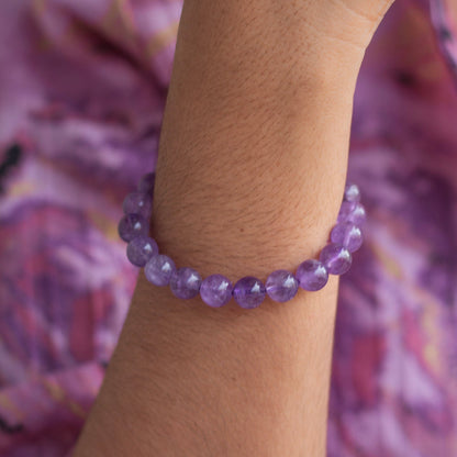 Amethyst 8mm Bead Bracelet | Helps activating Third Eye & Psychic abilities