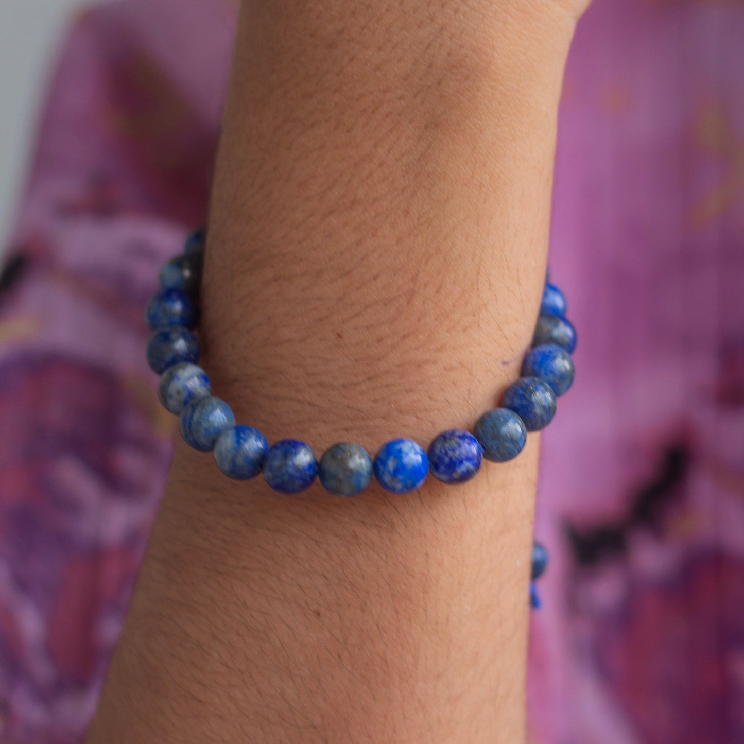 Lapis Lazuli 8mm Bead Thread Bracelet | Expression & Communication