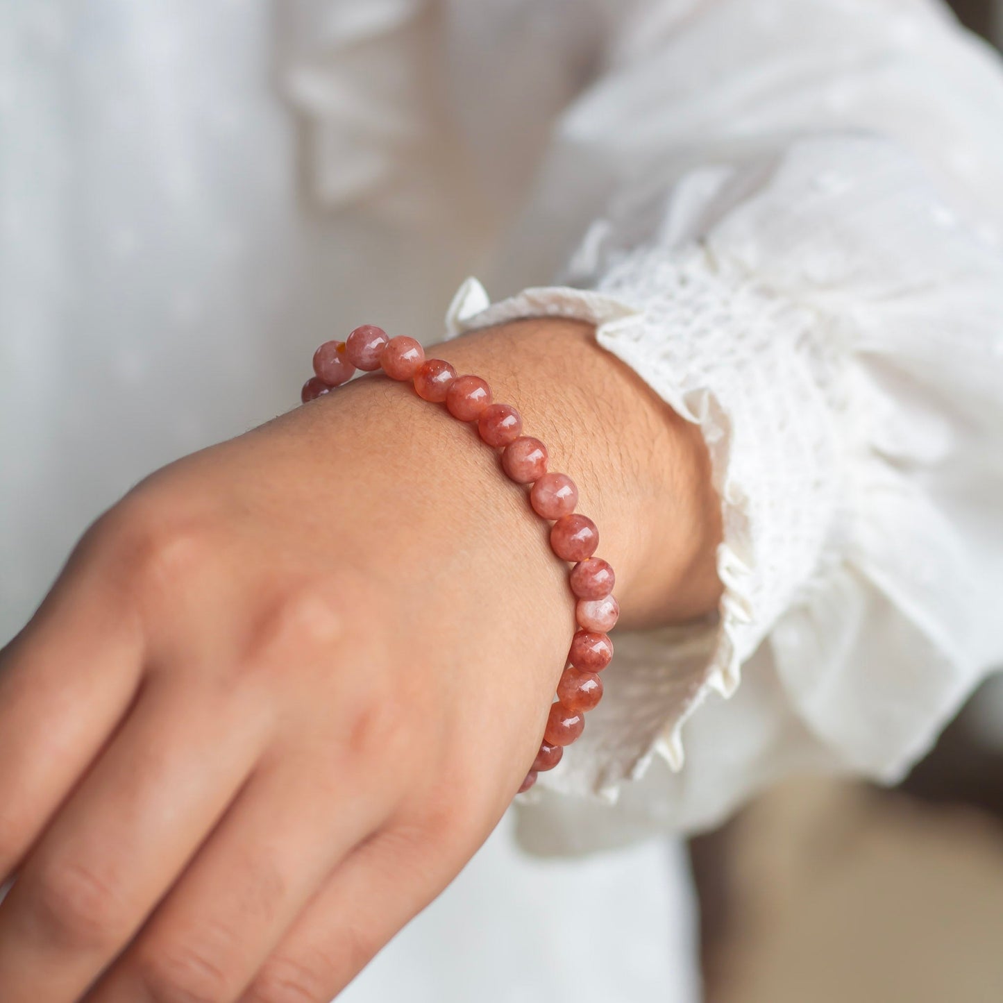 Sunstone Bead Bracelet - 6mm |  Stone of Stability & Personal Strength