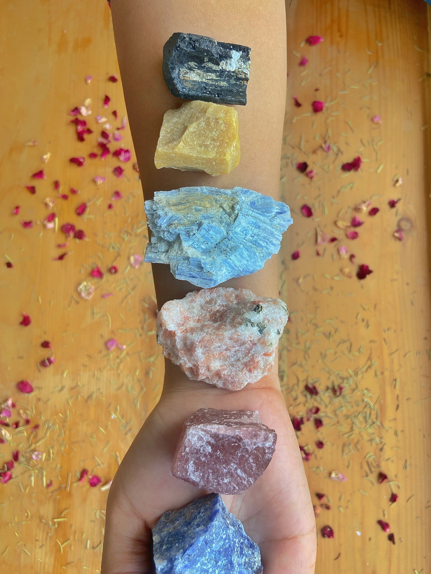 Set of 7 Raw Stones | Crystal Healing | Meditation