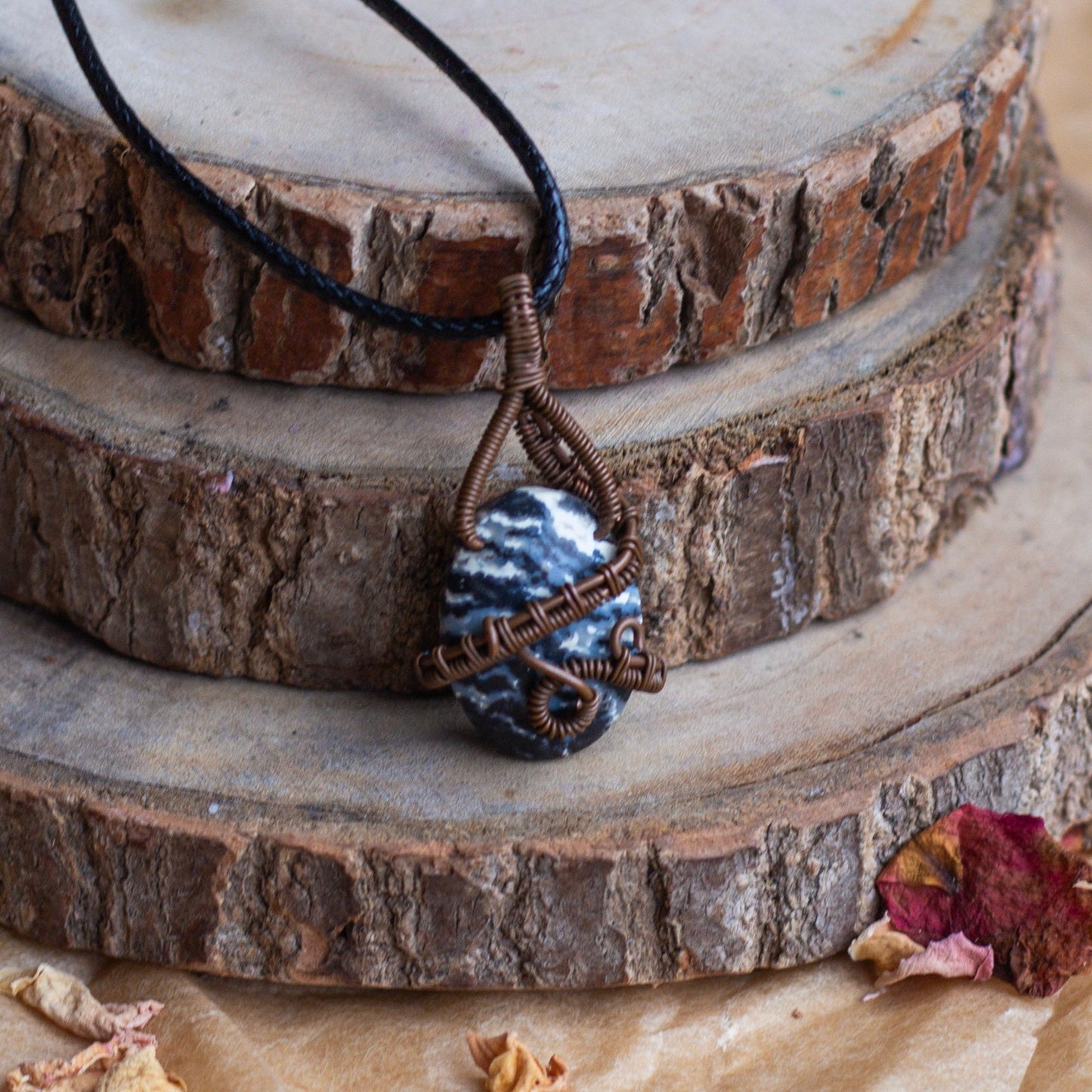 Zebra Jasper Copper Wire Wrapped Pendant | Balances Masculine & Feminine Energy