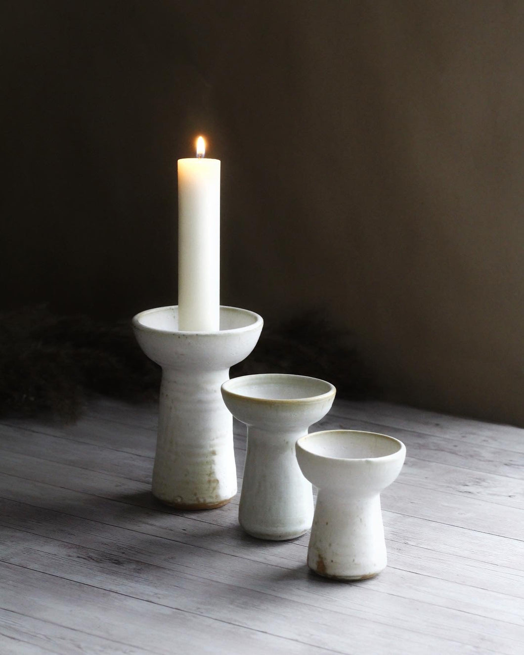 Hand-sculpted candle holder - Set of 3
