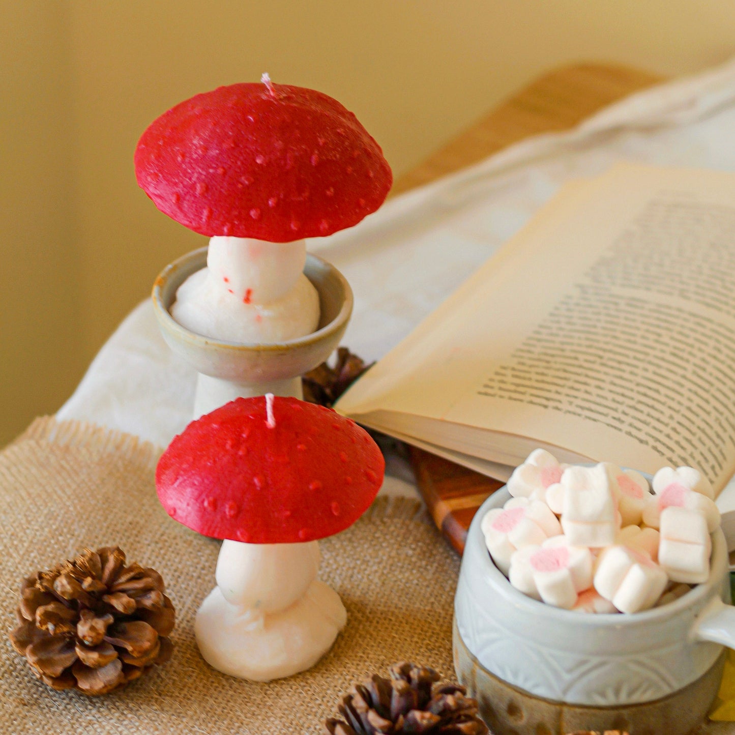 Mushroom Decorative Candle | Set of 2