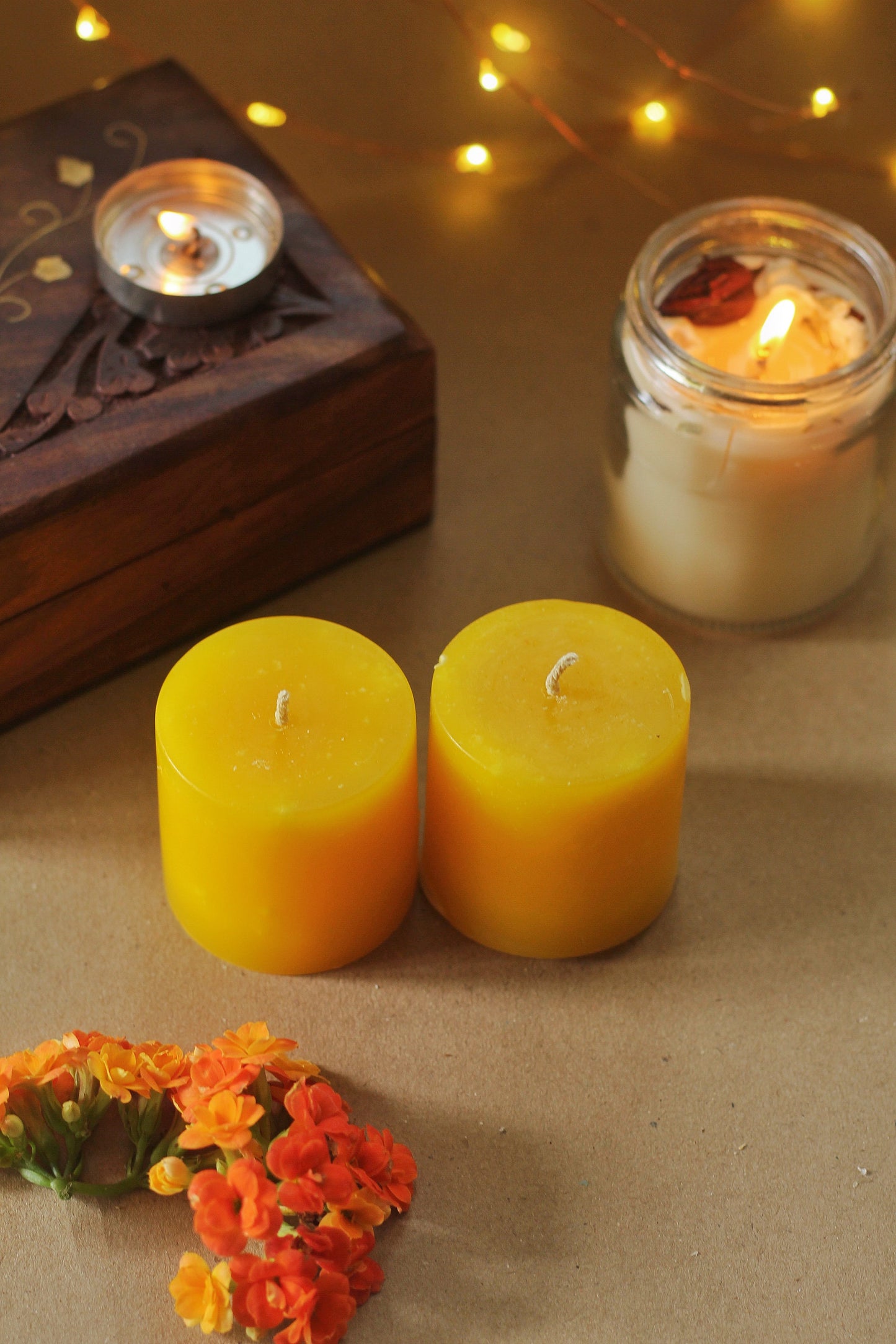 Lilith Small Yellow Pillar Candle - 2 Inch Pack of 2