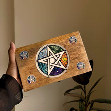 Load image into Gallery viewer, Pentacle Printed Wooden Box | Jewellery &amp; Tarot Box
