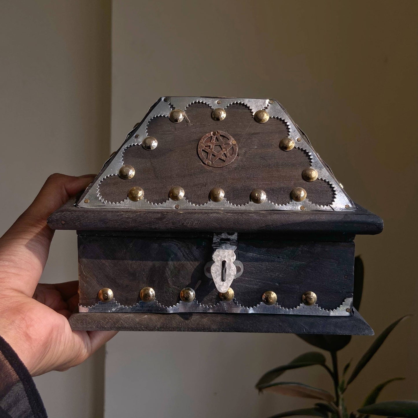 Black Vintage Wooden Chest | Religious Item, Crystal or Tarot cards