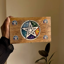 Load image into Gallery viewer, Pentacle Printed Wooden Box | Jewellery &amp; Tarot Box
