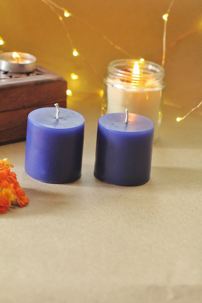 Lilith Small Blue Pillar Candle - 2 Inch Pack of 2