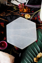Load image into Gallery viewer, Selenite Crystal Charging Hexagon Plate | Selenite Tile | Selenite Plate - 1 Piece
