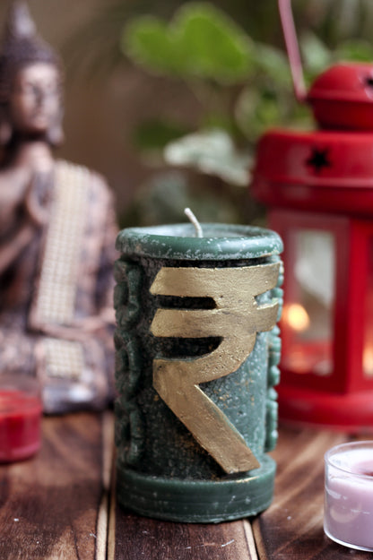 Rupee Candle with Gold Flakes