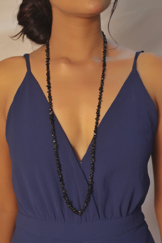 Black Tourmaline Chips String (Mala) - 1 Piece