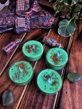 Load image into Gallery viewer, Green Tea Light Candles - Cinnamon &amp; Pyrite

