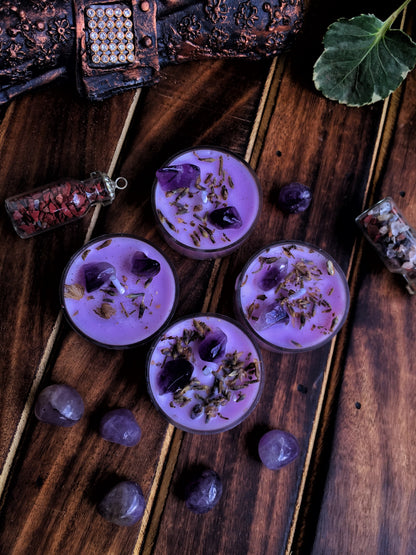 Lavender Tea Light Candles - Lavender & Amethyst