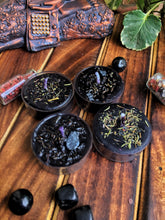 Load image into Gallery viewer, Black Tea Light Candles + Thyme and Black Tourmaline
