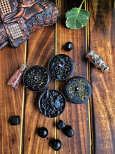 Load image into Gallery viewer, Black Tea Light Candles + Thyme and Black Tourmaline
