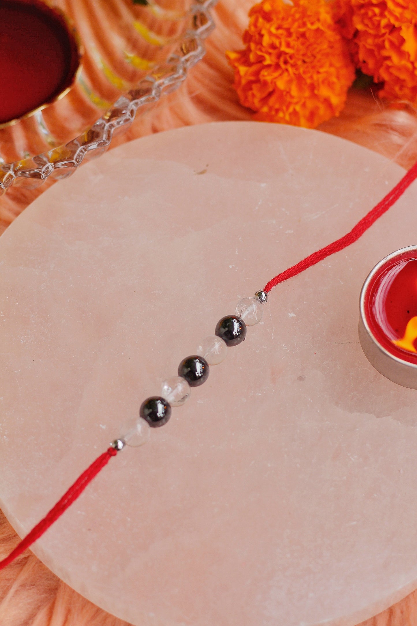 Clear quartz and Hematite Rakhi