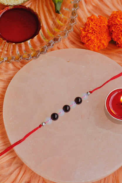 Clear quartz and Hematite Rakhi