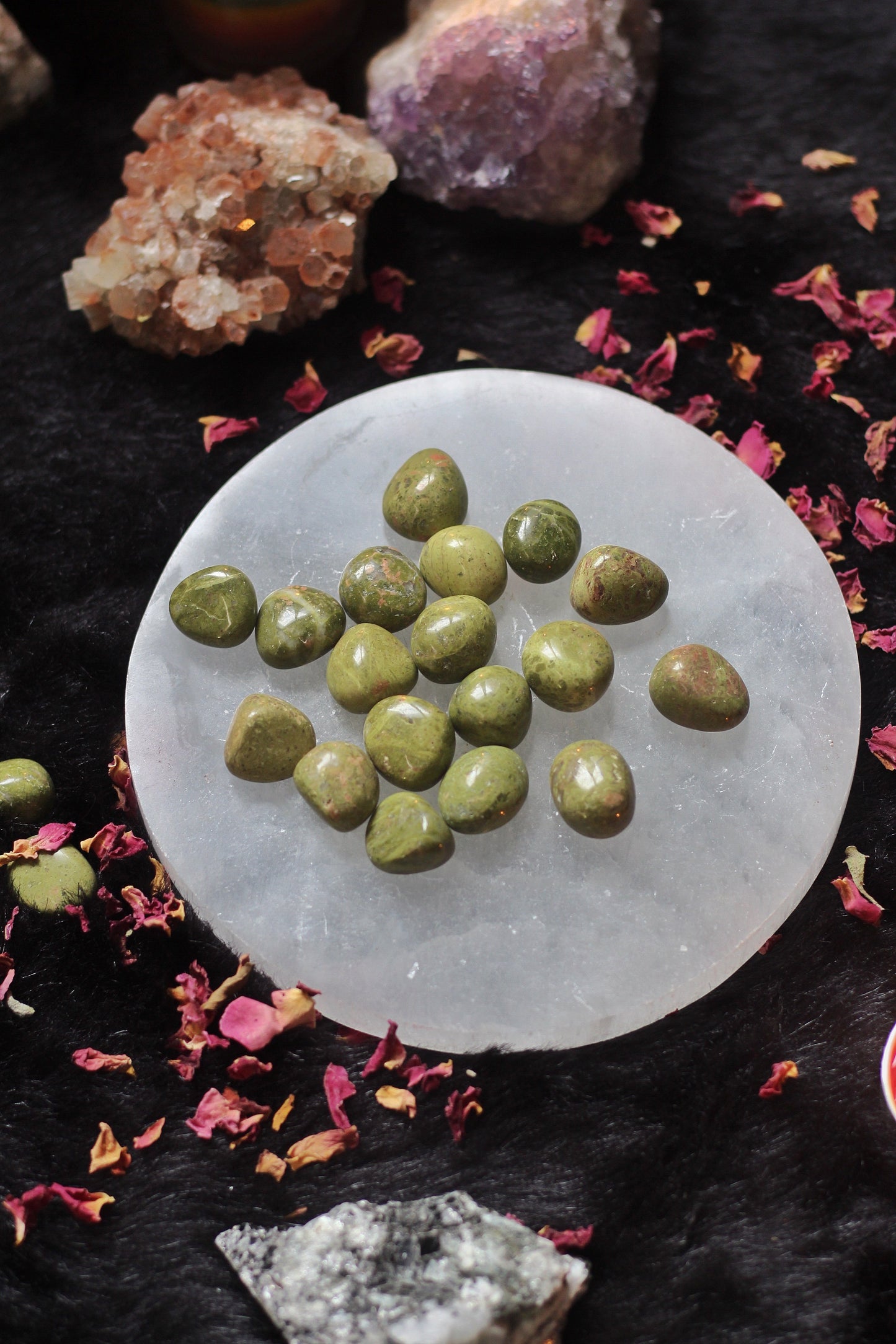 Unakite Tumble | Stone for activating Third Eye Chakra - Pack of 3 Small Stones