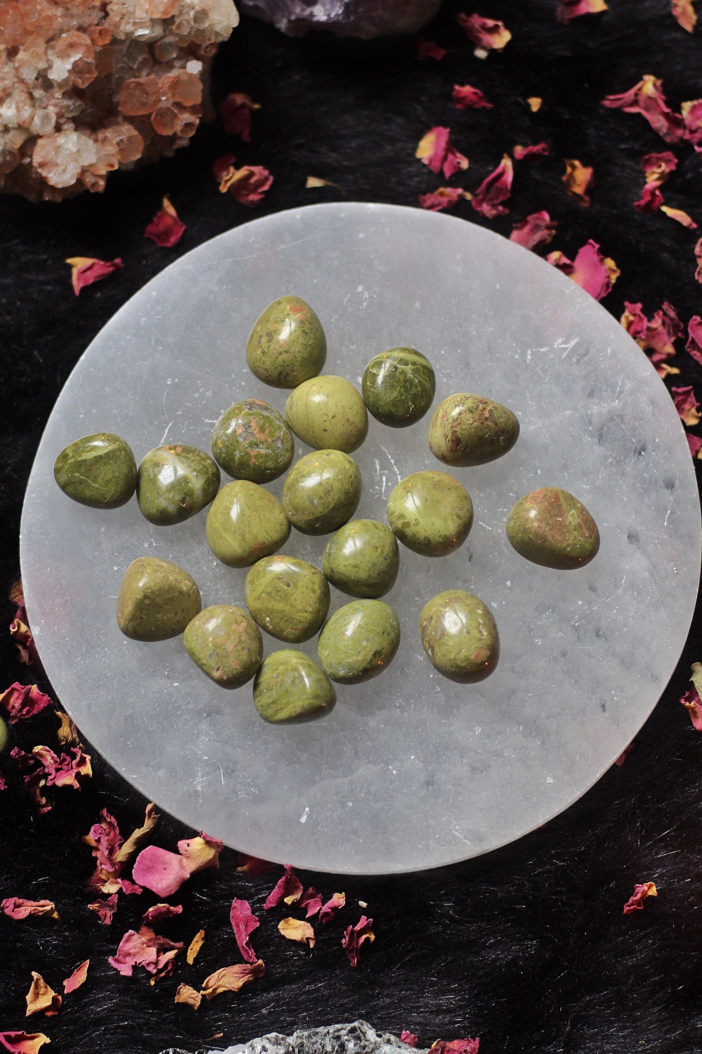 Unakite Tumble | Stone for activating Third Eye Chakra - Pack of 3 Small Stones