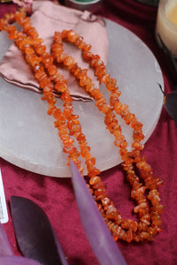 Orange Carnelian Chips String (Mala) - 1 Piece