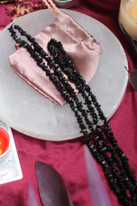 Black Tourmaline Chips String (Mala) - 1 Piece