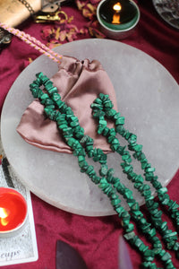 Malachite Crystal Chips String (Mala) - Stone of Protection & Encouragement
