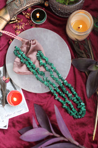 Malachite Crystal Chips String (Mala) - Stone of Protection & Encouragement