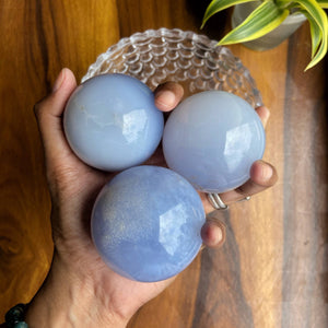 Blue Chalcedony Sphere | Balances Throat Chakra & Enhance communication skills