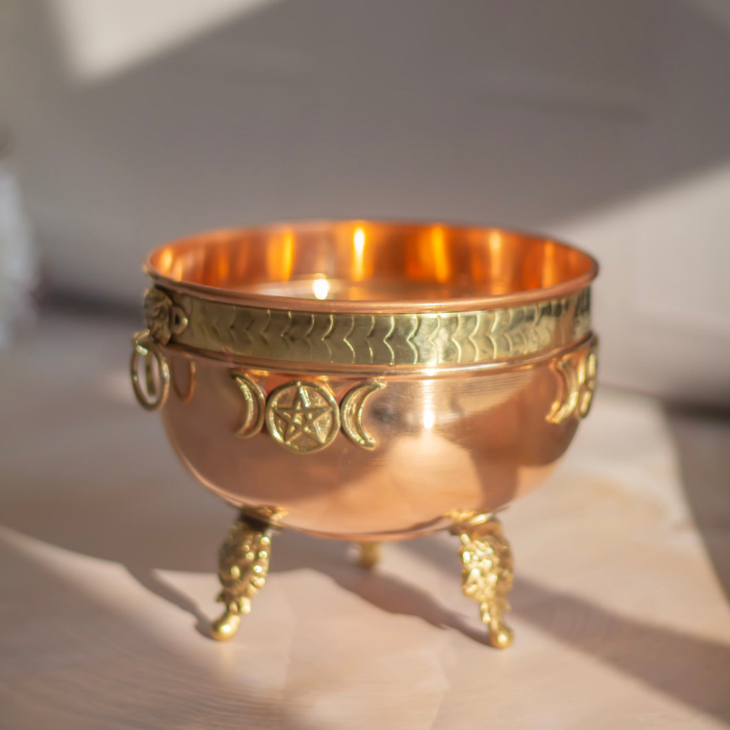 Large Cauldron Shape Copper Offering Bowl