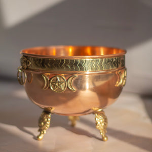 Large Cauldron Shape Copper Offering Bowl