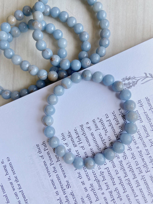 Angelite Bead Bracelet -- Stone to Connect with Spirit Guides