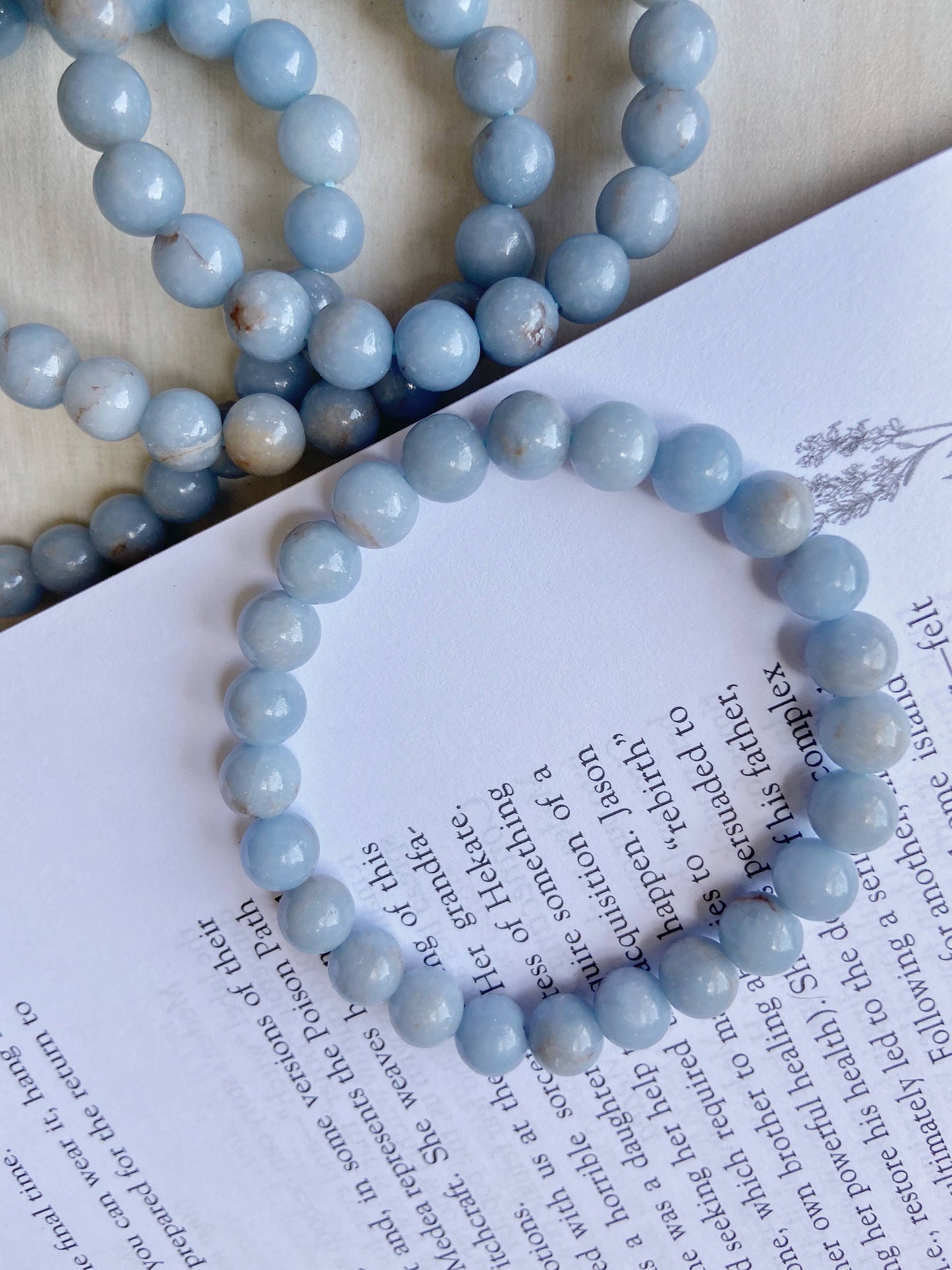 Angelite Bead Bracelet -- Stone to Connect with Spirit Guides