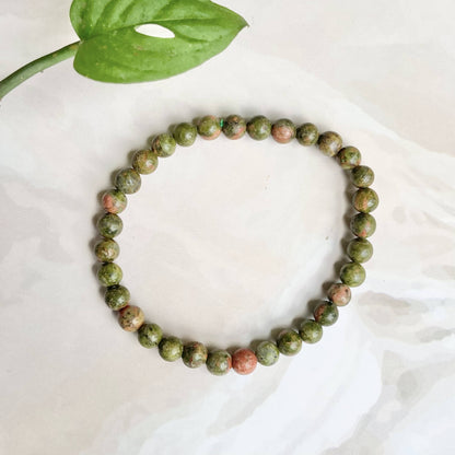 Unakite Bead Bracelet - 6mm | Stone for activating Third Eye Chakra