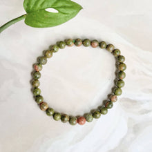 Load image into Gallery viewer, Unakite Bead Bracelet - 6mm | Stone for activating Third Eye Chakra
